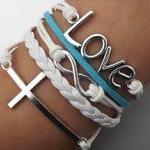 Silver Cross Infinity Love Bracelet
