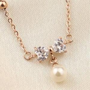 Studded Bow Tie Anklet With Pearl