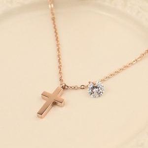 Cross Anklet With Rhinestone