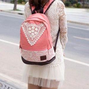 Pink Canvas Lace Backpack