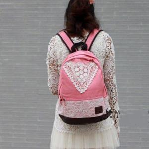 Pink Canvas Lace Backpack