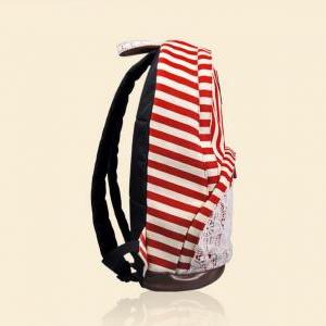 Canvas Red Striped Lace Backpack