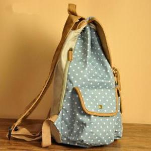 Light Blue Polka Dots Lace Backpack