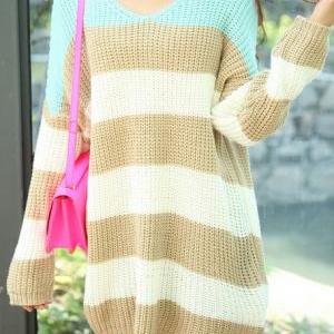 Color Blocks Striped Loose Sweater