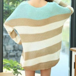 Color Blocks Striped Loose Sweater