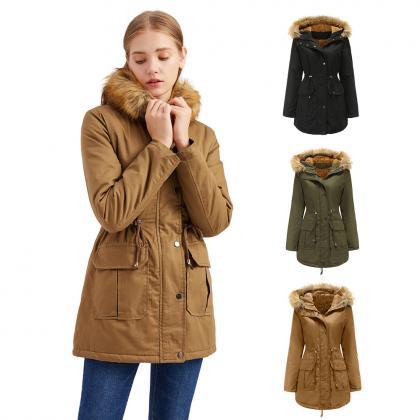 Womens Winter Coats Faux Fur Lining..