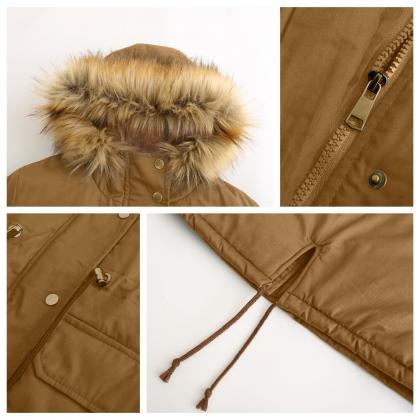 Womens Winter Coats Faux Fur Lining..