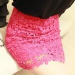 High Waisted Pink Lace Mini Skirt