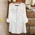 White Loose Shirt With Twins Pocket