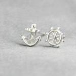 Sterling Silver Anchor Earring Stud