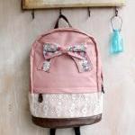 Pink Lace Backpack With Knot