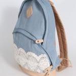 Canvas Light Blue Lace Backpack