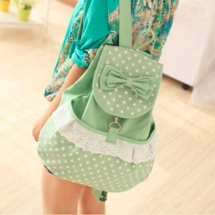 Canvas Lace Backpack With Knot