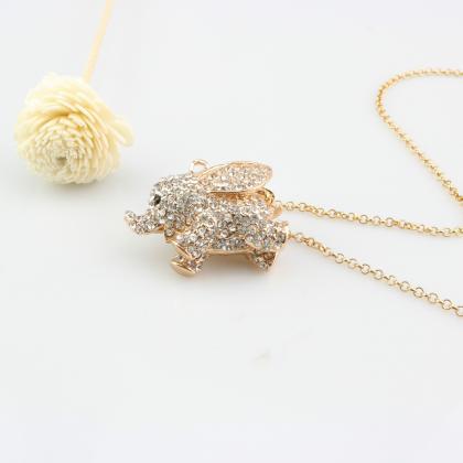 Studded Cute Elephant Necklace (ship From Us)
