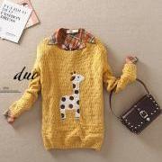 Yellow Cute Giraffe Pattern Sweater