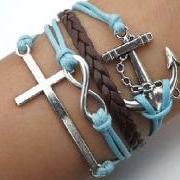 Multi Strap Anchor Cross Infinity Bracelet