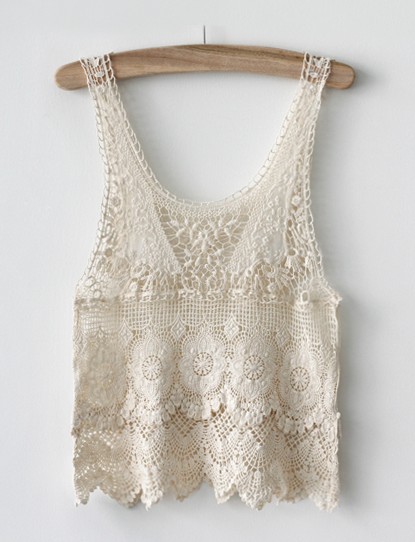Hollow Crocheted Lace Tank Top