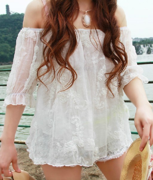 White Chiffon Floral Top on Luulla