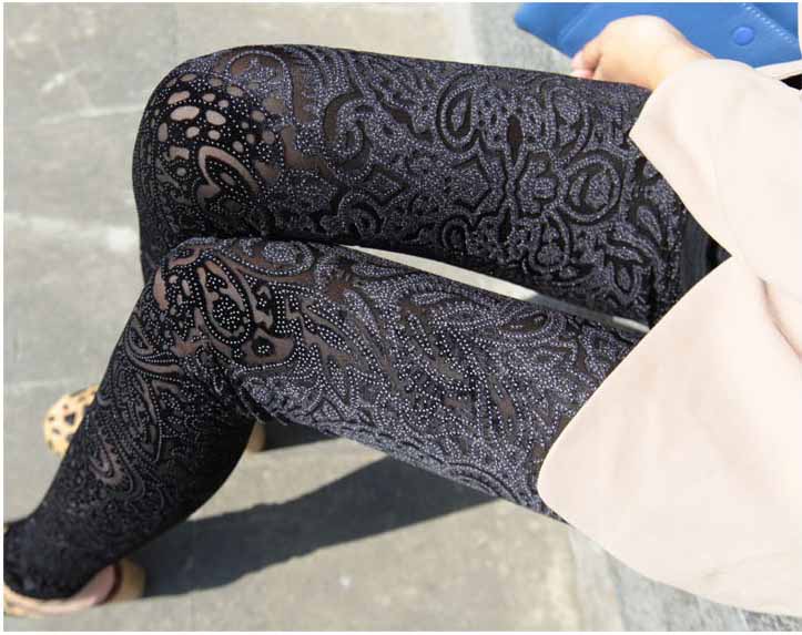 Stylish Floral Leggings In Black on Luulla