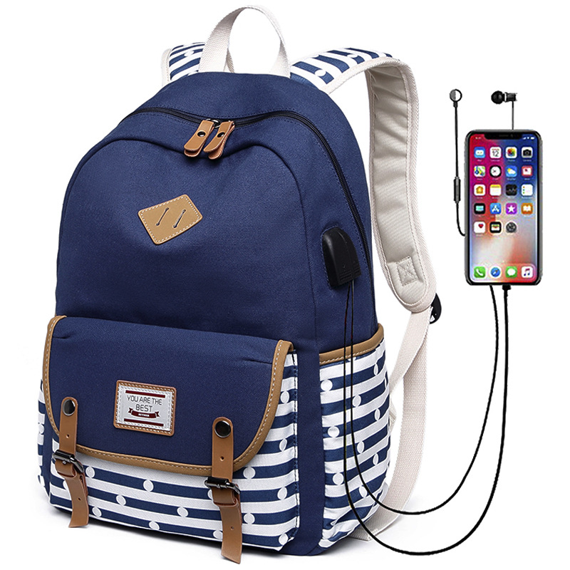 Waterproof Canvas Large Capacity Computer Backpack, Outdoor Travel Bag, Student School Bag With Usb Charging Port, Multi-pocket