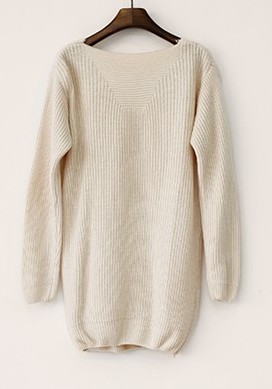 Beige Loose Leather Packet Sweater on Luulla
