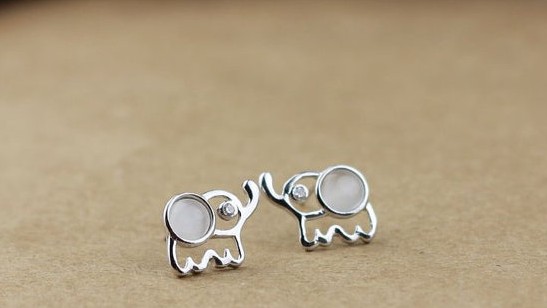 Sterling Silver Cute Elephant Earring Stud