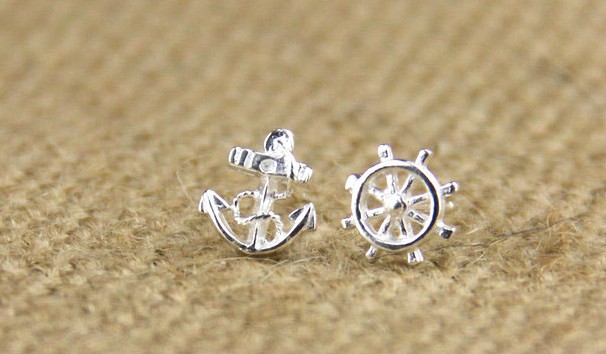 Sterling Silver Anchor Earring Stud