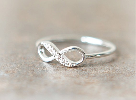 Silver Studded Infinity Ring